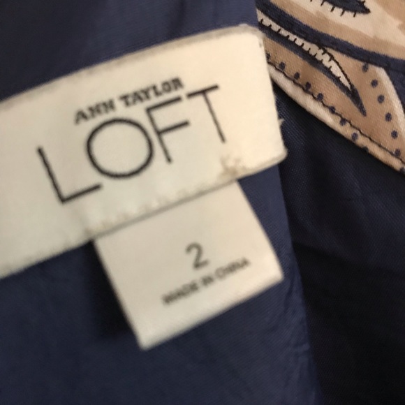 Ann Taylor Loft Racerback Tank Blue Print Sz 2 - Picture 5 of 6